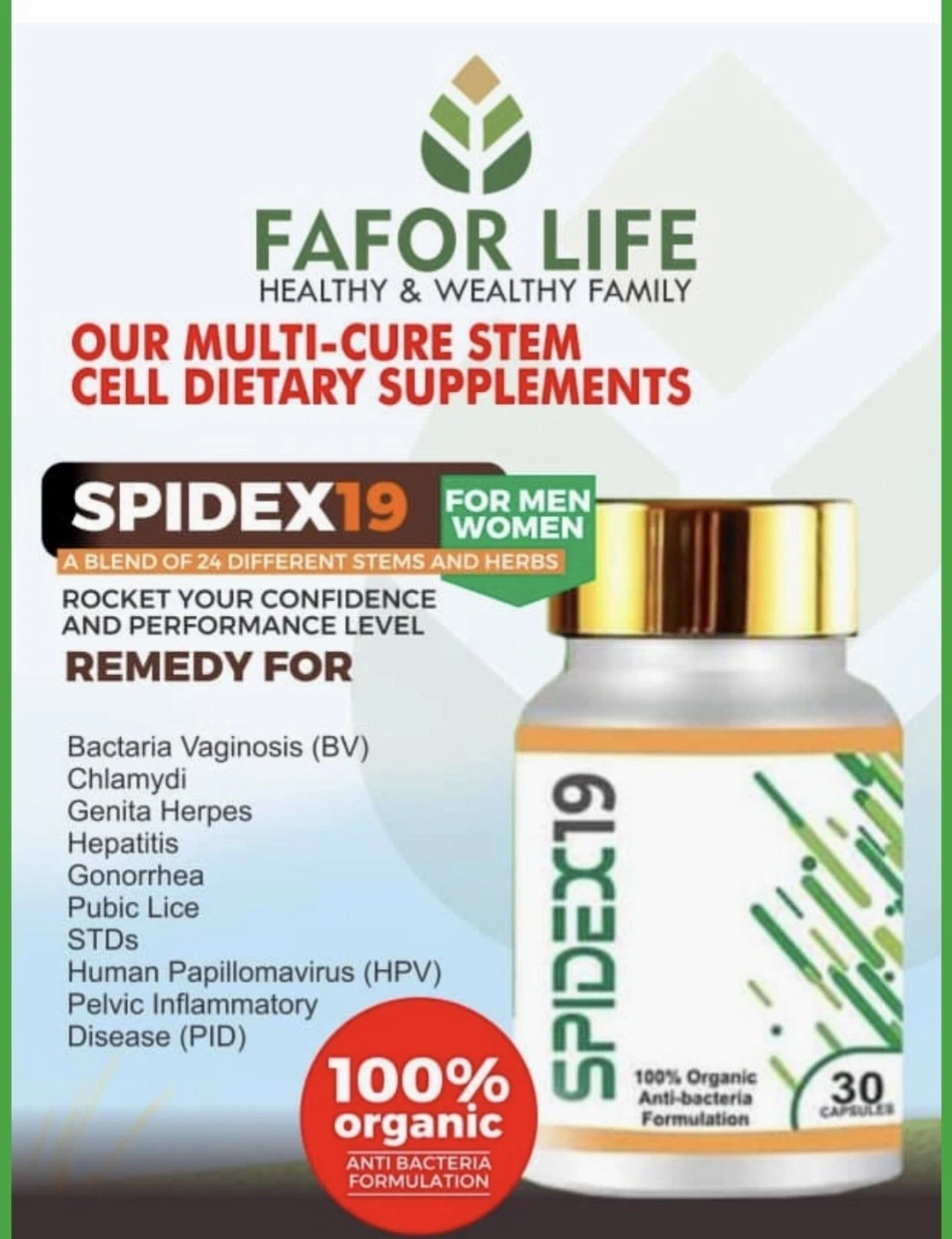 FAFORLIFE SPIDEX 19 HERBAL MEDICINE FOR WOMEN And MEN