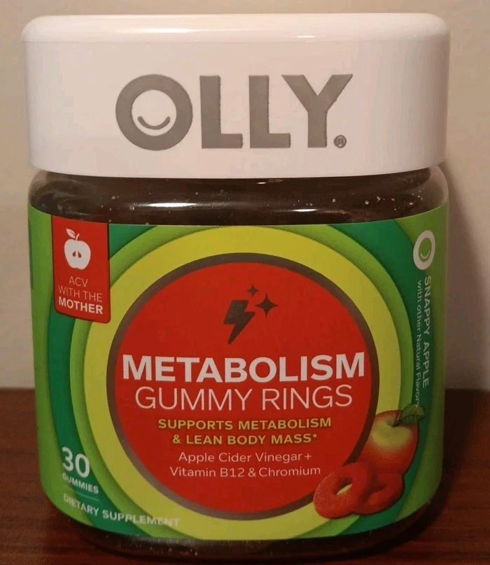 Metabolism Gummy Rings, Apple Cider Vinegar, B12, Chromium, Snappy Apple 30 Ct