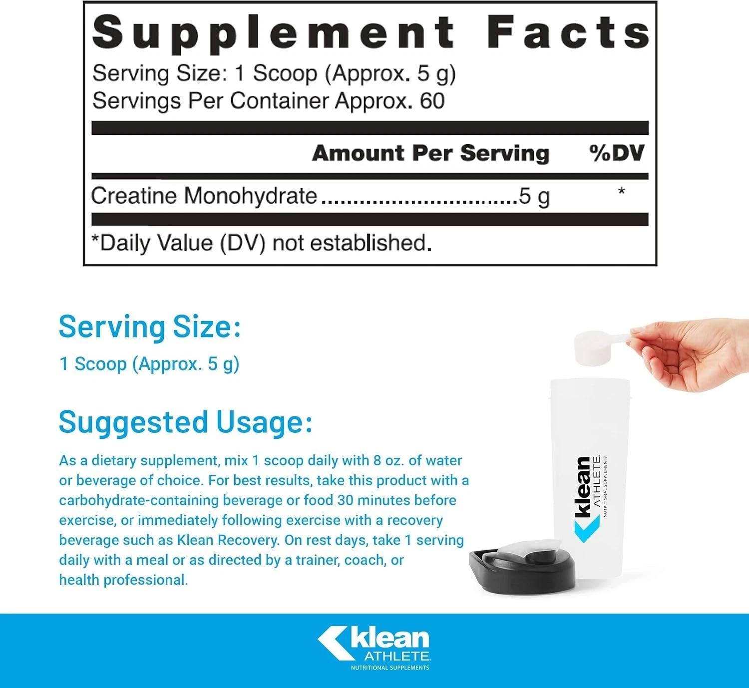 Klean Athlete Creatine - Supports Muscle Strength, Performance &...