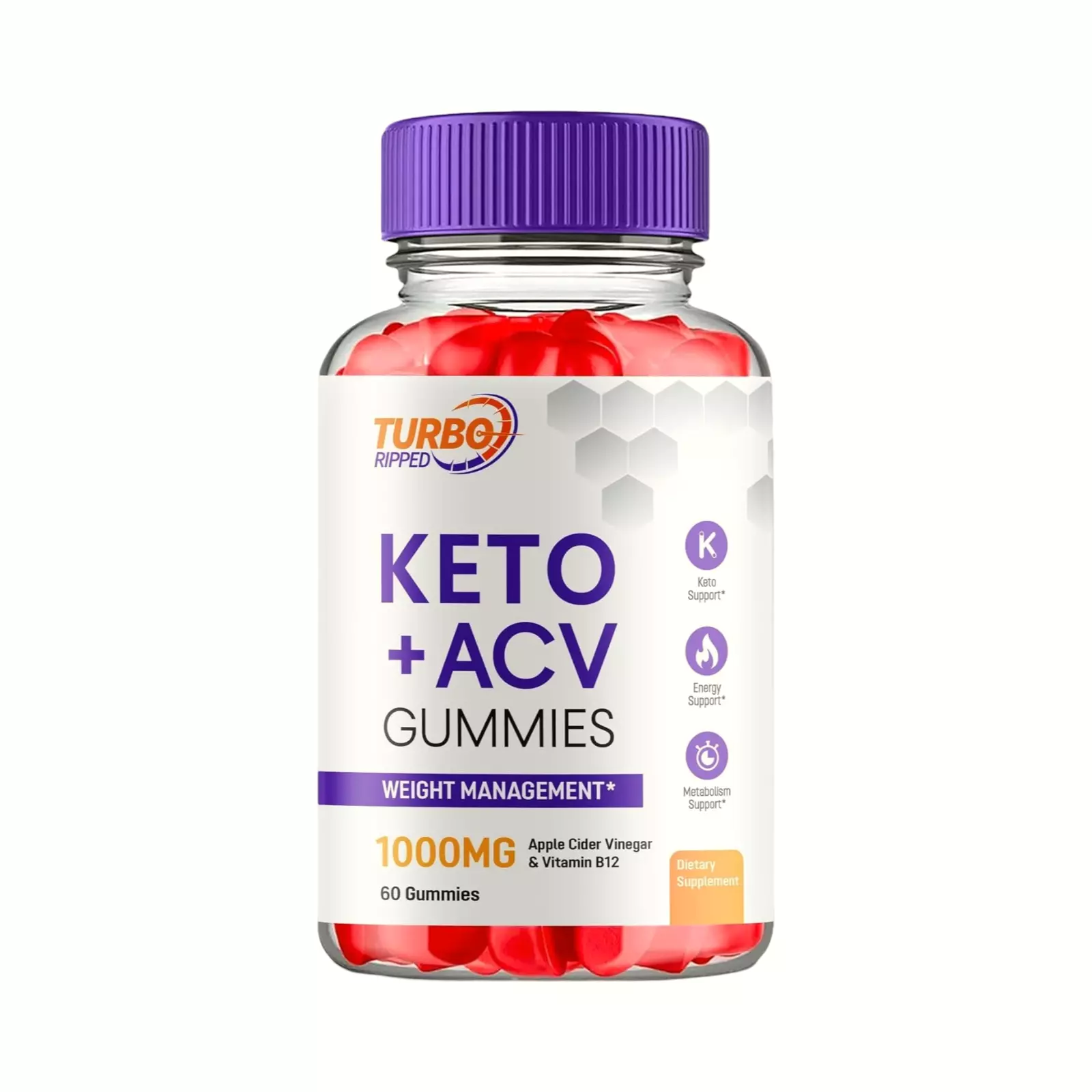 Turbo Ripped Keto ACV Gummies Supports Weight Loss & Energy (60 Gummies)