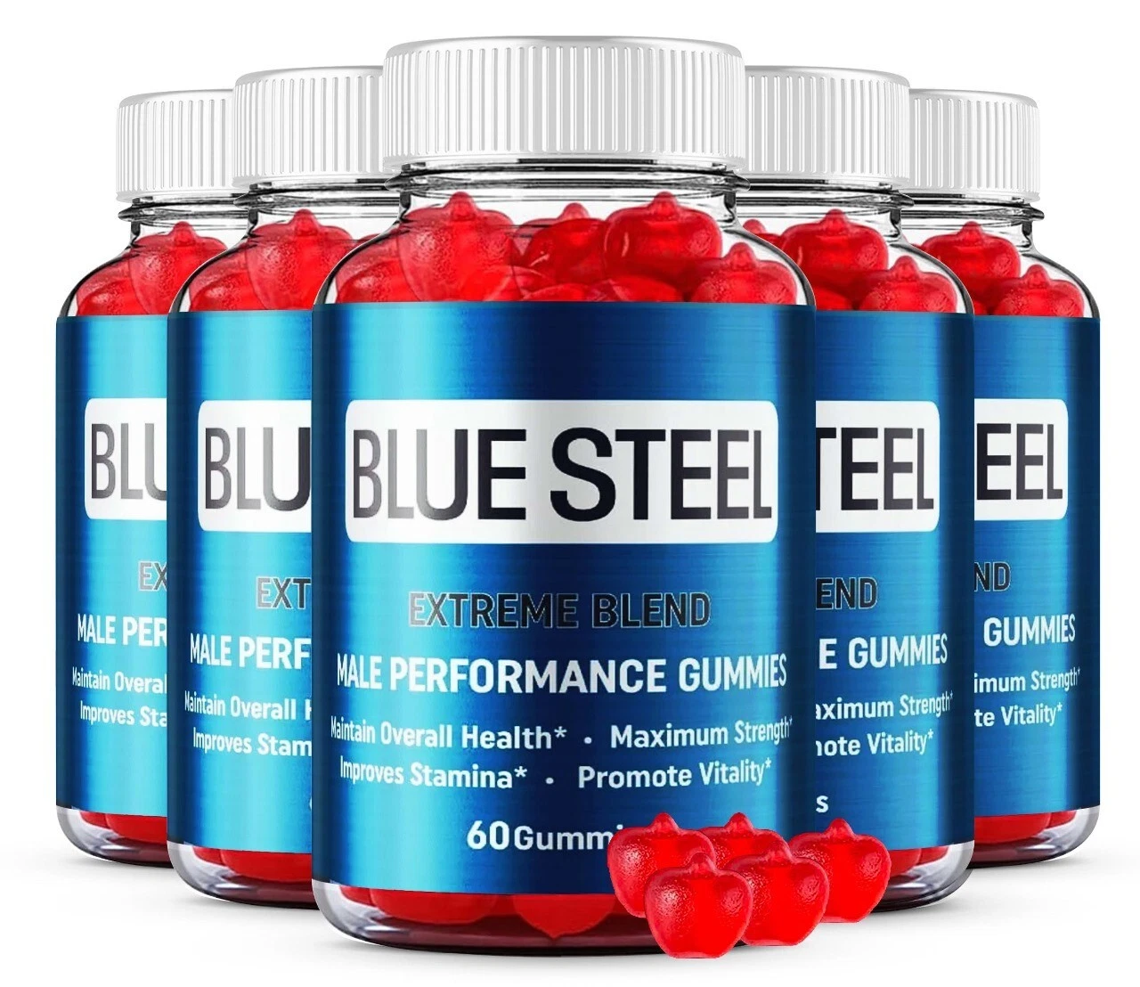 (5 Pack) Blue Steel Men Performance Gummies, BlueSteel Male Support Gummy