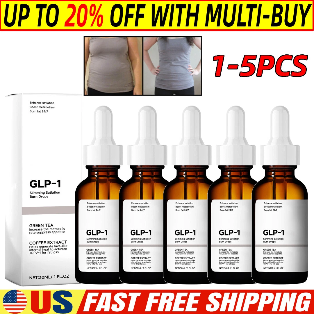 1-5X GLP-1 Weight Loss Fat Burner Drops Diet Supplement Slimming Drops 30ml