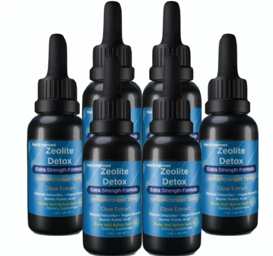 6 Extra Strength Liquified Zeolite, Glass Bottle, Natural Authentic Liquid Detox