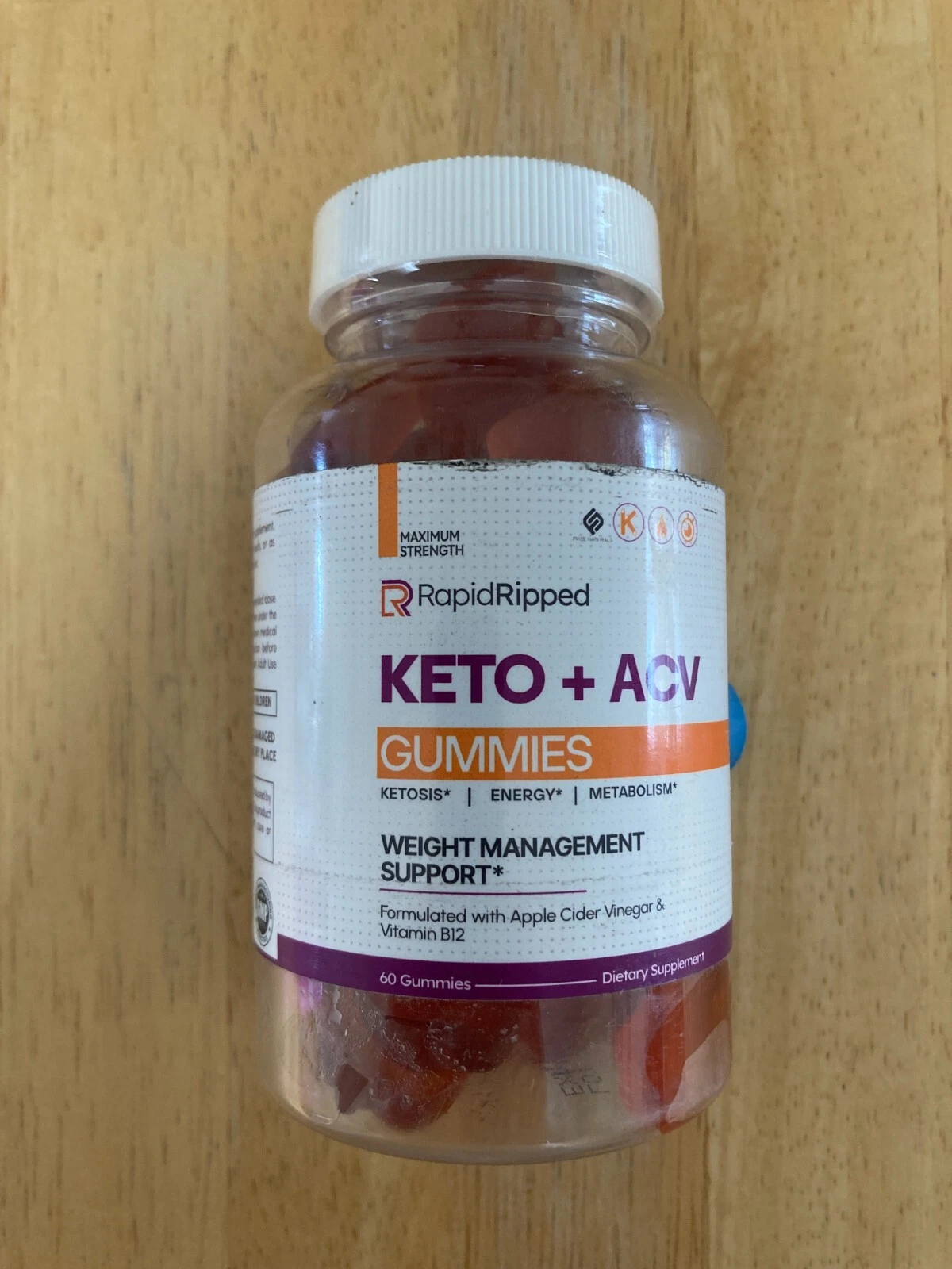 Rapid Ripped Keto ACV Gummies Weight Loss Support Supplement 60 Ct