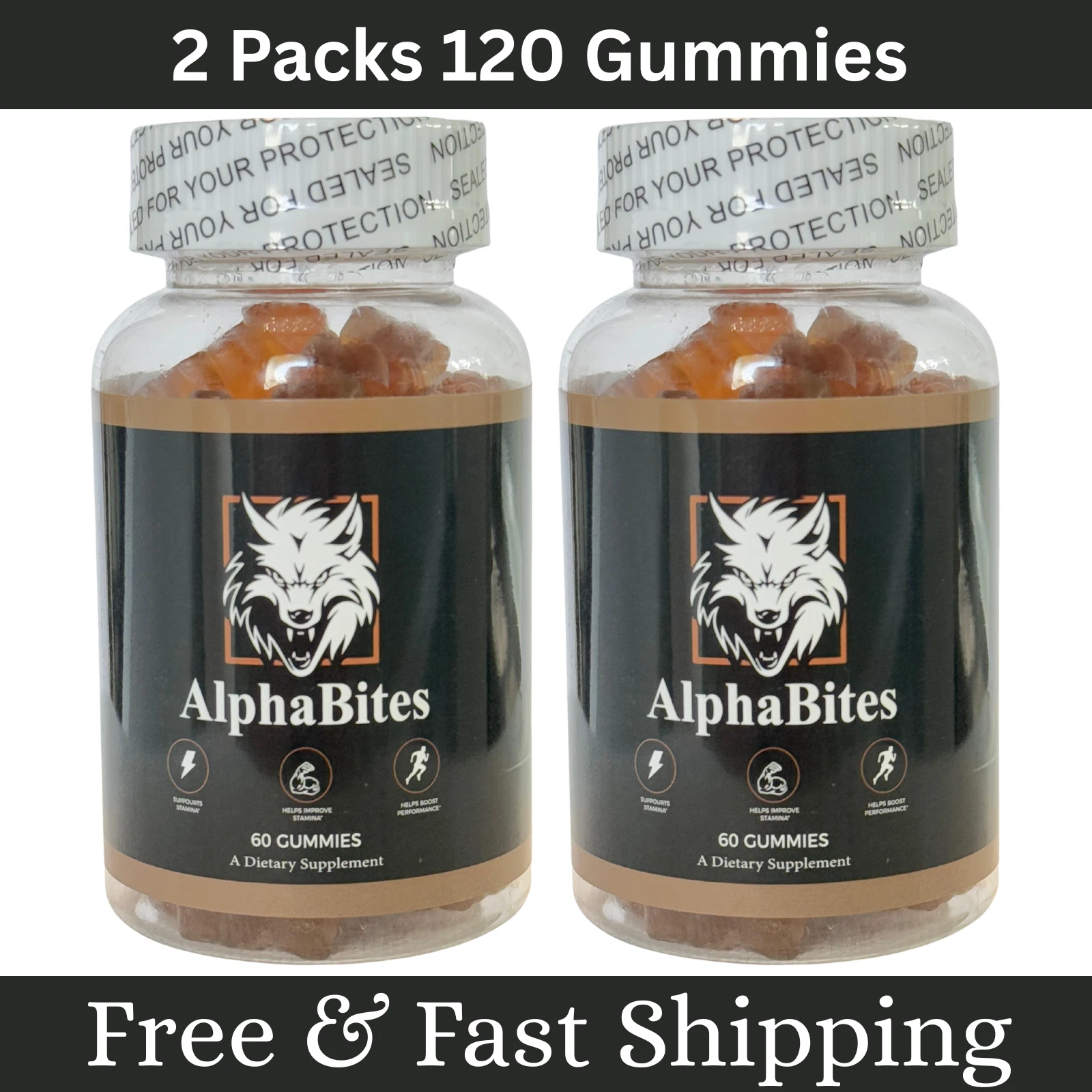 (2 Pack) Alpha Bites Gummies AlphaBites Max Performance 120 Gummies - USA