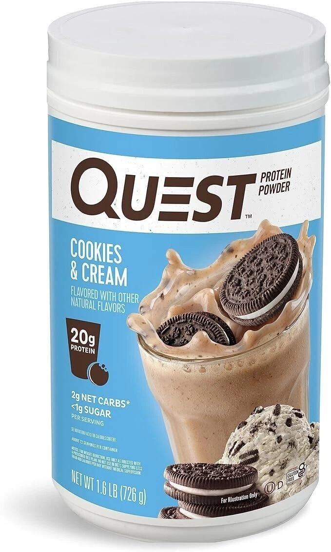 Quest Nutrition Cookies & Cream Protein Powder; 20g Protein; 1g Sugar; Low Carb;