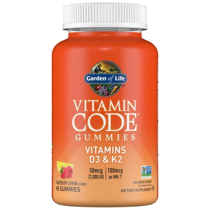 Garden of Life Vitamins D3 & K2 Vitamin Code Gummies, Raspberry Lemon