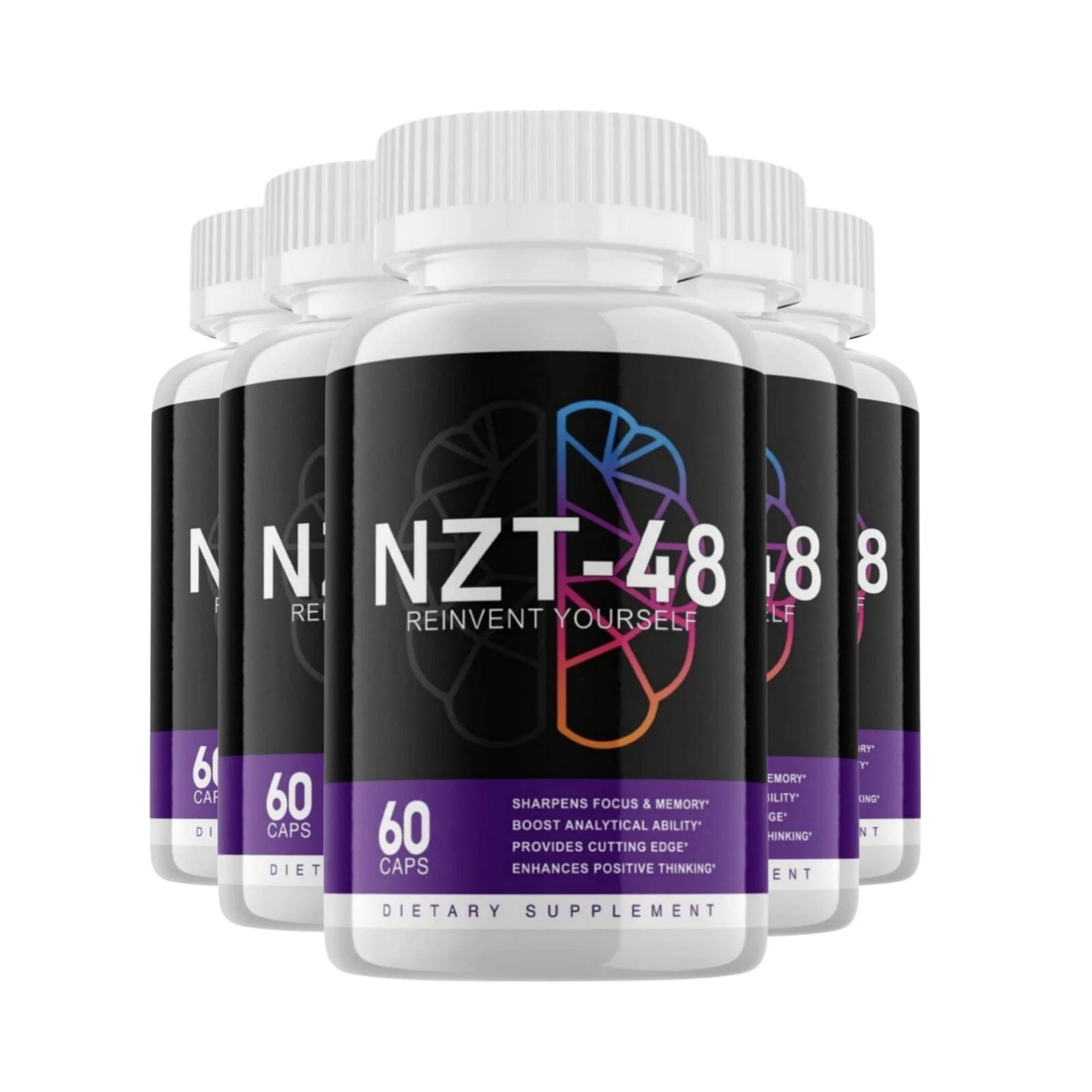 5-Pack NZT-48 - Brain Performance Support Capsules - 300 Capsules
