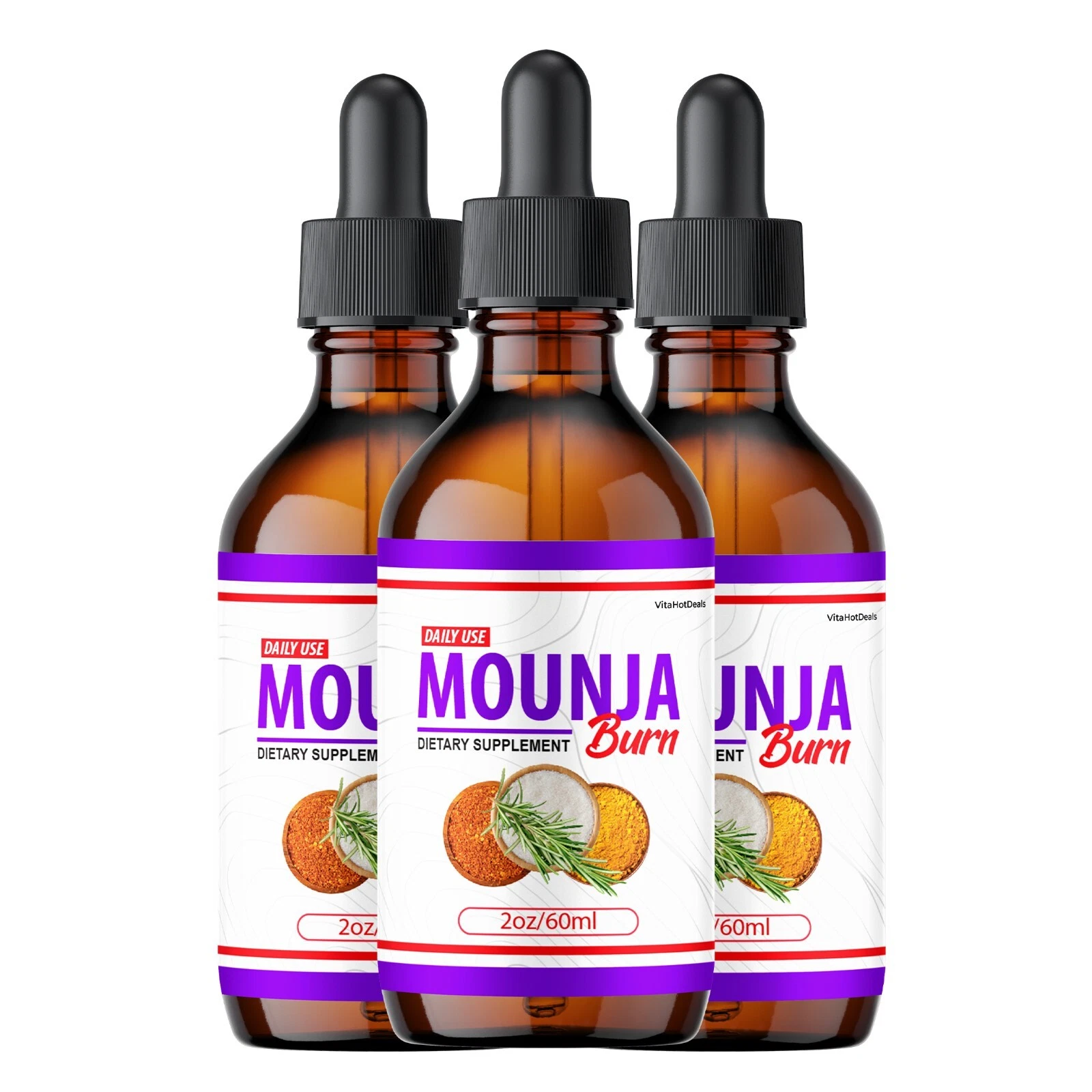 Mounja Burn Drops for Overall Wellness & Energy Supplement 60 ML (3 Pack)
