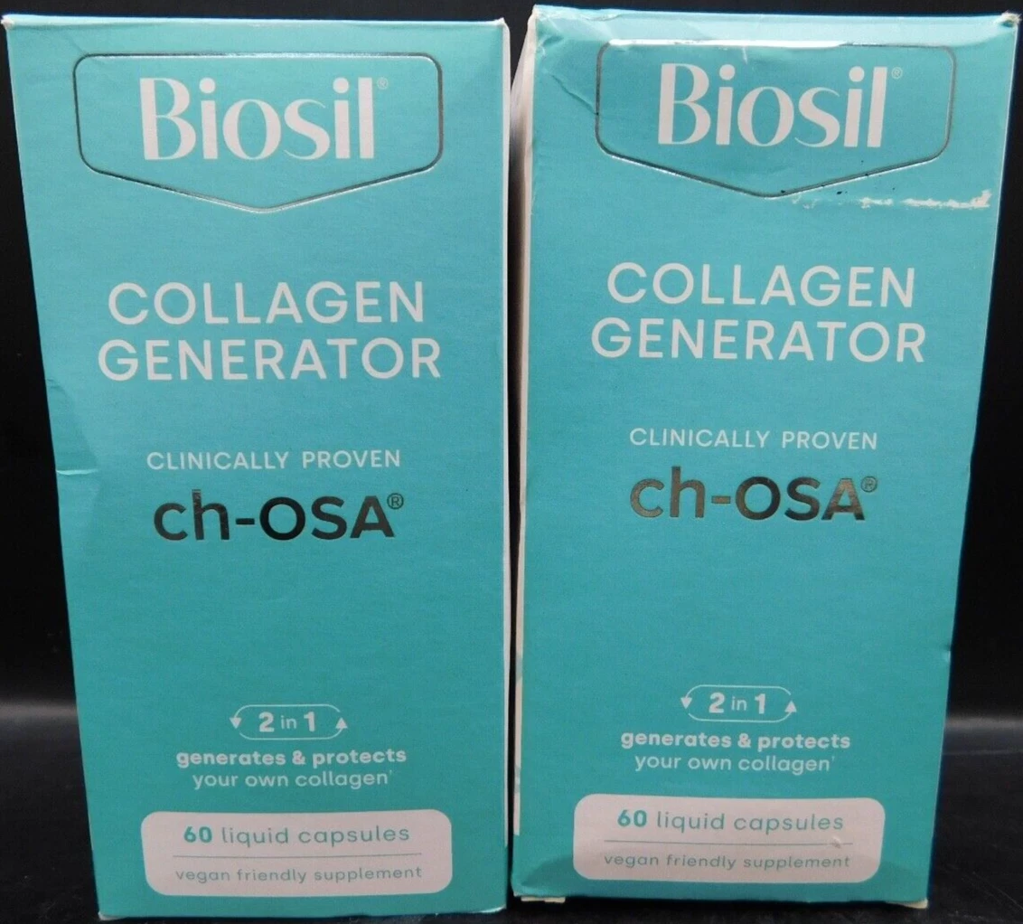 Lot Of 2 Biosil Collagen Generator 60 Caps Ea Exp: 7/25+ New & Sealed