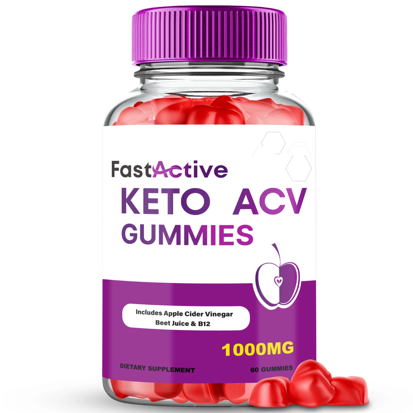 Fast Active Keto ACV Gummies 1000MG Maximum Strength Formula 60 Gummies