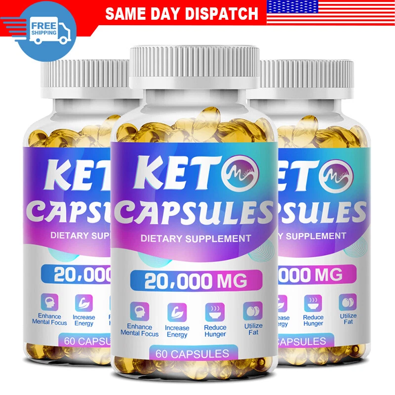 3 X KETO BHB 20000mg Diet Pills Ketone FAT BURNER Weight Loss Diet Pills Ketosis