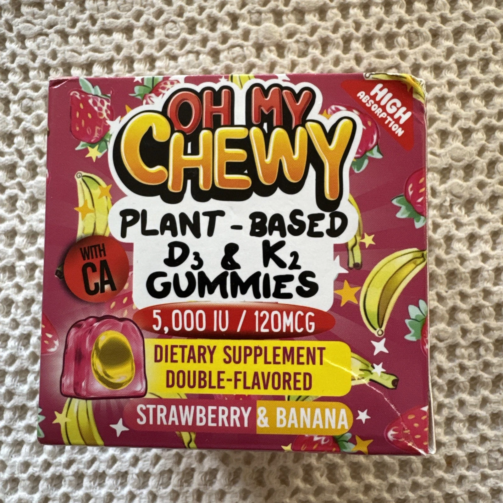 Plant-Based Vitamin D3 and K2 Gummies for Kids and Adults EXP 7/26 60