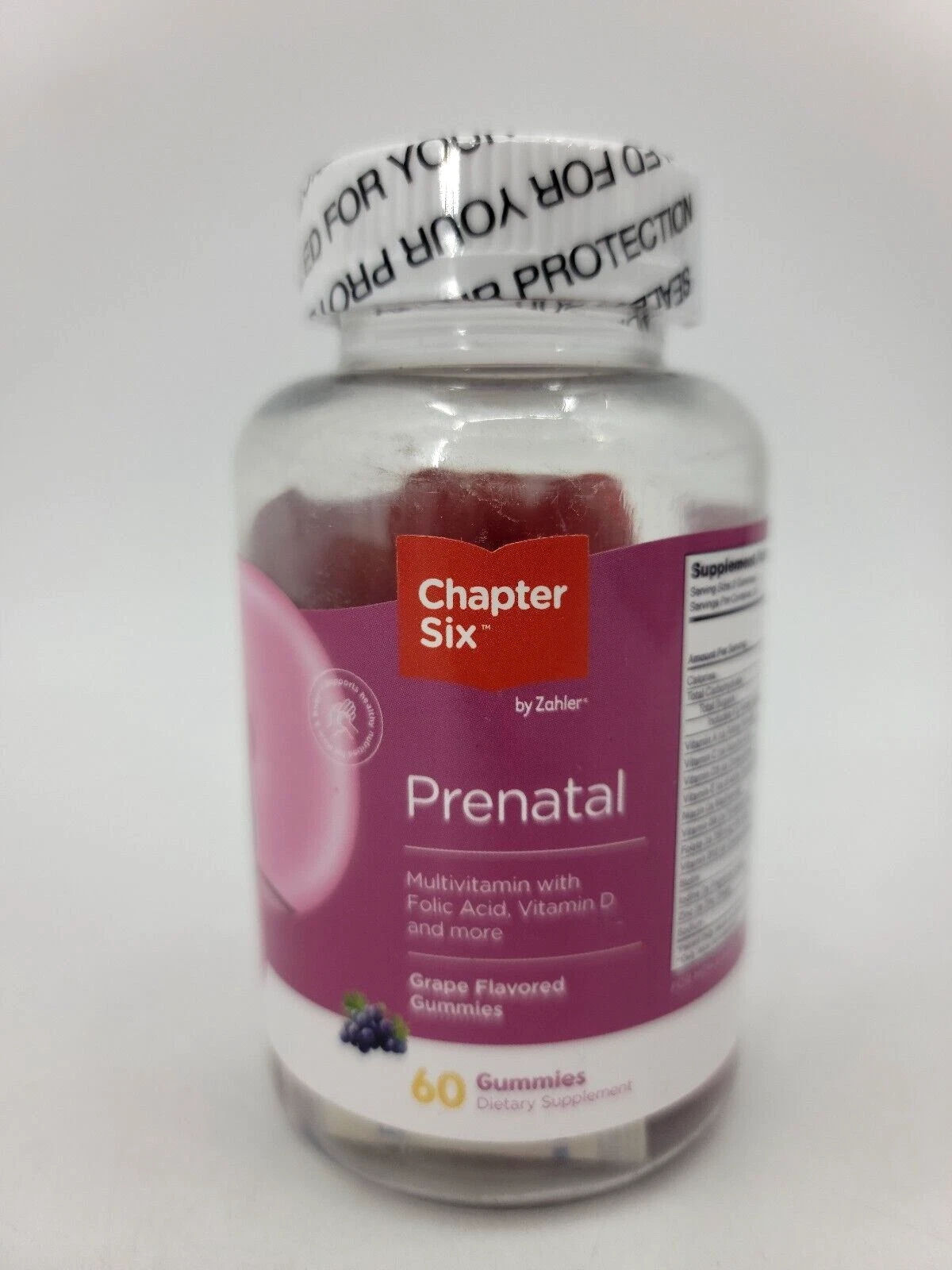 Zahler Chapter Six Womens Prenatal Gummies Grape Flavor Vitamins (60 Count)