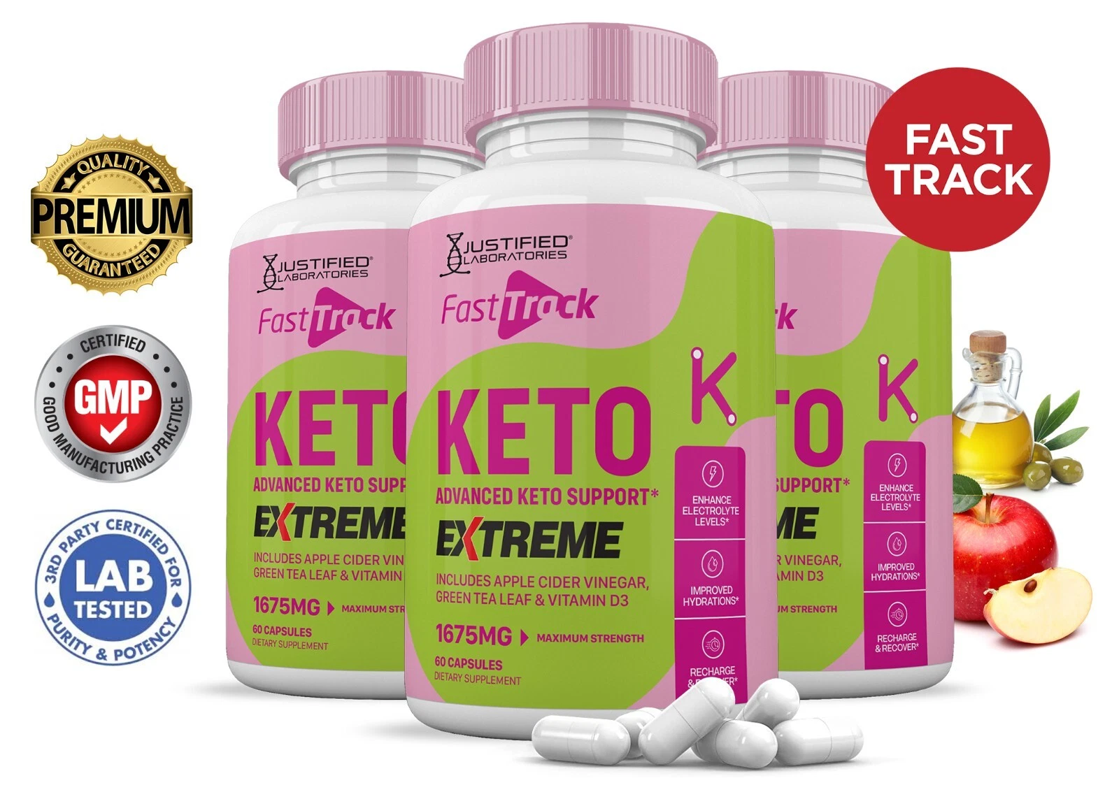 Fast Track Keto ACV Extreme Pills 1675 MG Stronger Thn Gummy Keto Support 3Pck