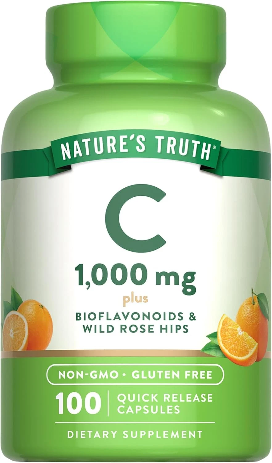Vitamin C 1000mg with Bioflavonoids Rose Hips | 100 Capsules | by Nature's Truth