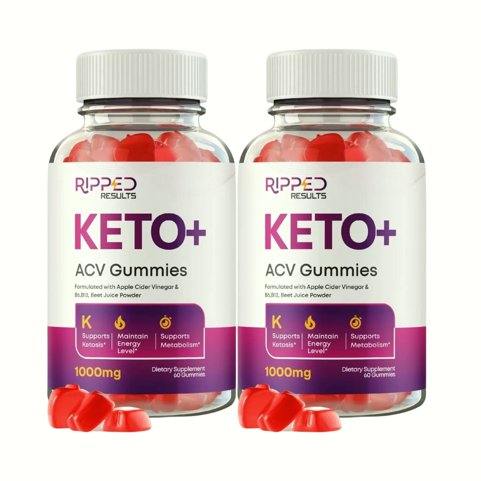 2-Pack Ripped Results Keto ACV Gummies for Weight Loss Support (120 Gummies)