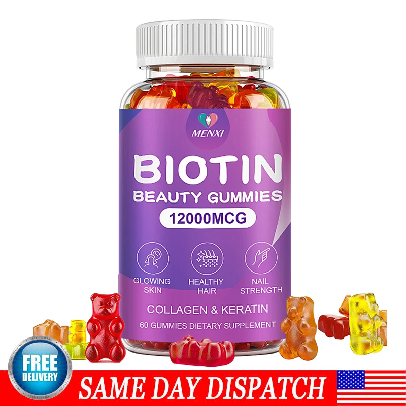 Collagen Biotin Vitamin Gummies - Hair, Skin, Nails, Bones MultiVitamin 60 Gummy