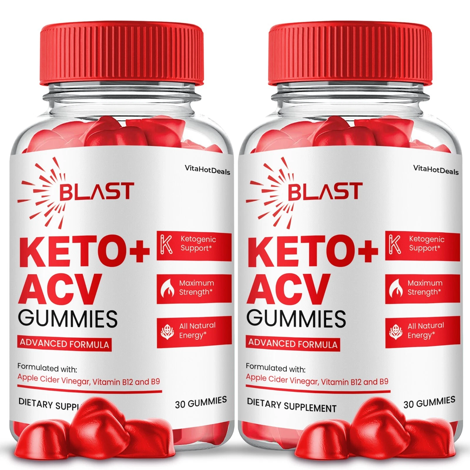 Blast Keto ACV Gummies, Max Strength Formula, BlastKeto + ACV Gummies (2 Pack)