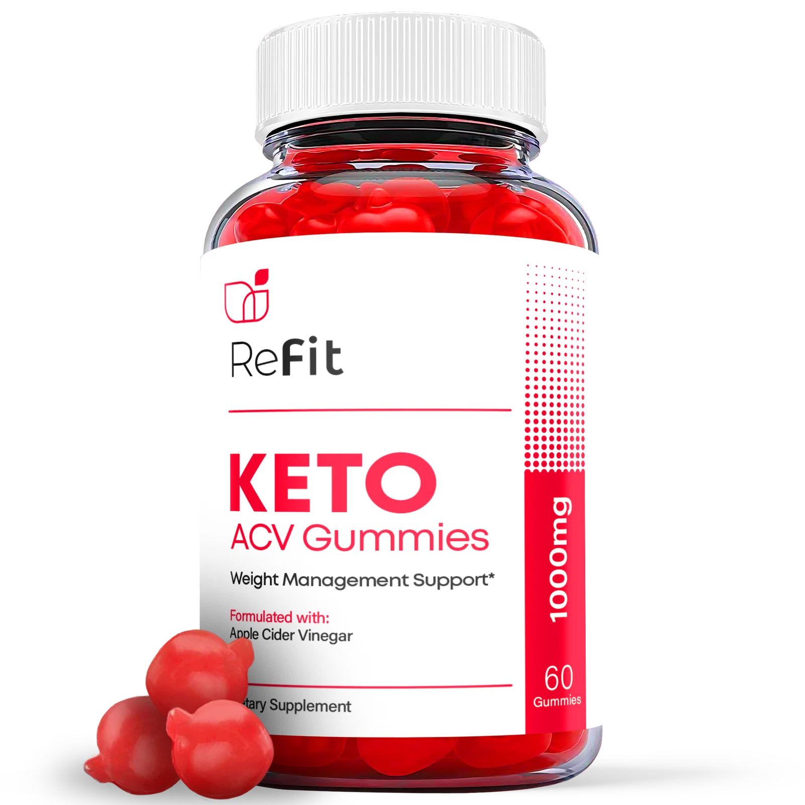 (1 Pack) Refit Keto Gummies - Refit ACV Keto Gummies Weight Loss, Vegan-60 Gums