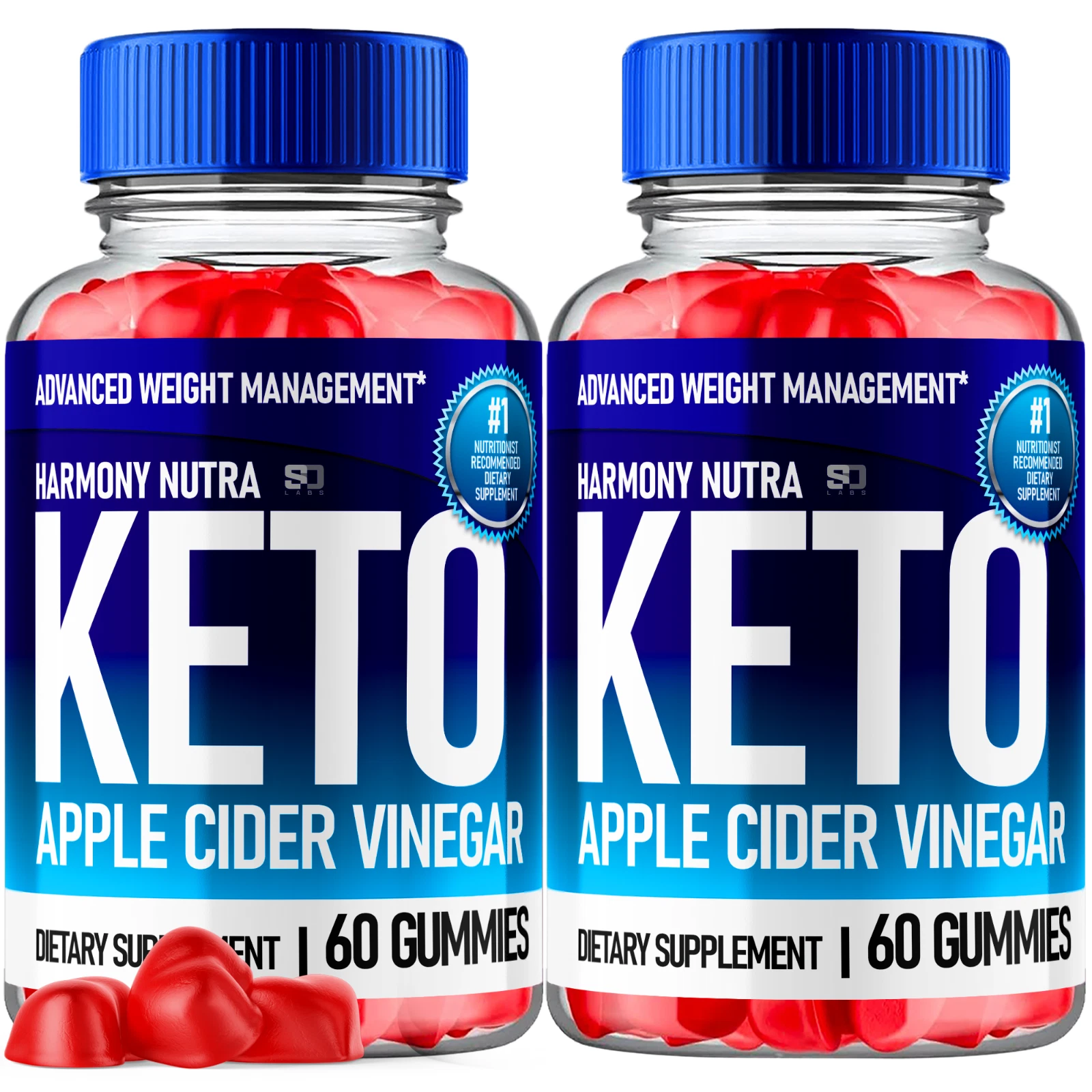 (2 Pack) Harmony Nutra Keto Gummies, Harmony Nutra ACV Weight Loss (120 Gummies)