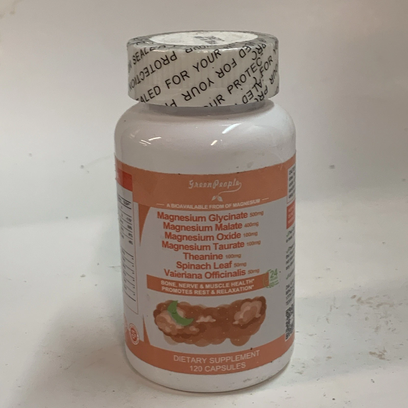 Green People Magnesium Glycinate 120 Capsules,Exp. 03/2026 Memory Cognitive