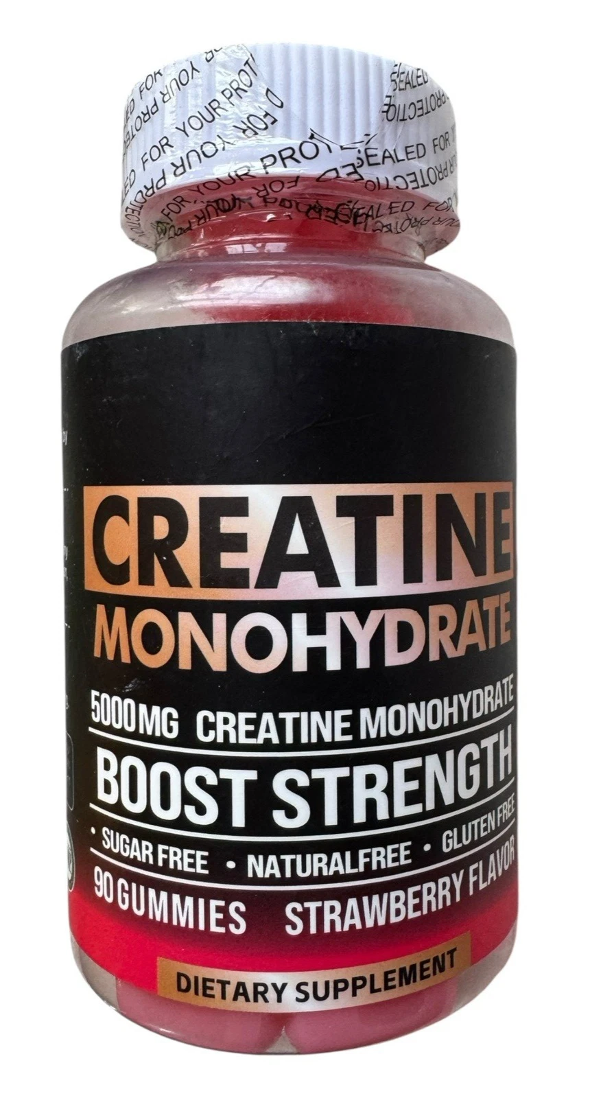 Creatine Monohydrate Gummies - Sugar Free Strawberry - 90 Count - Ex: 8/26