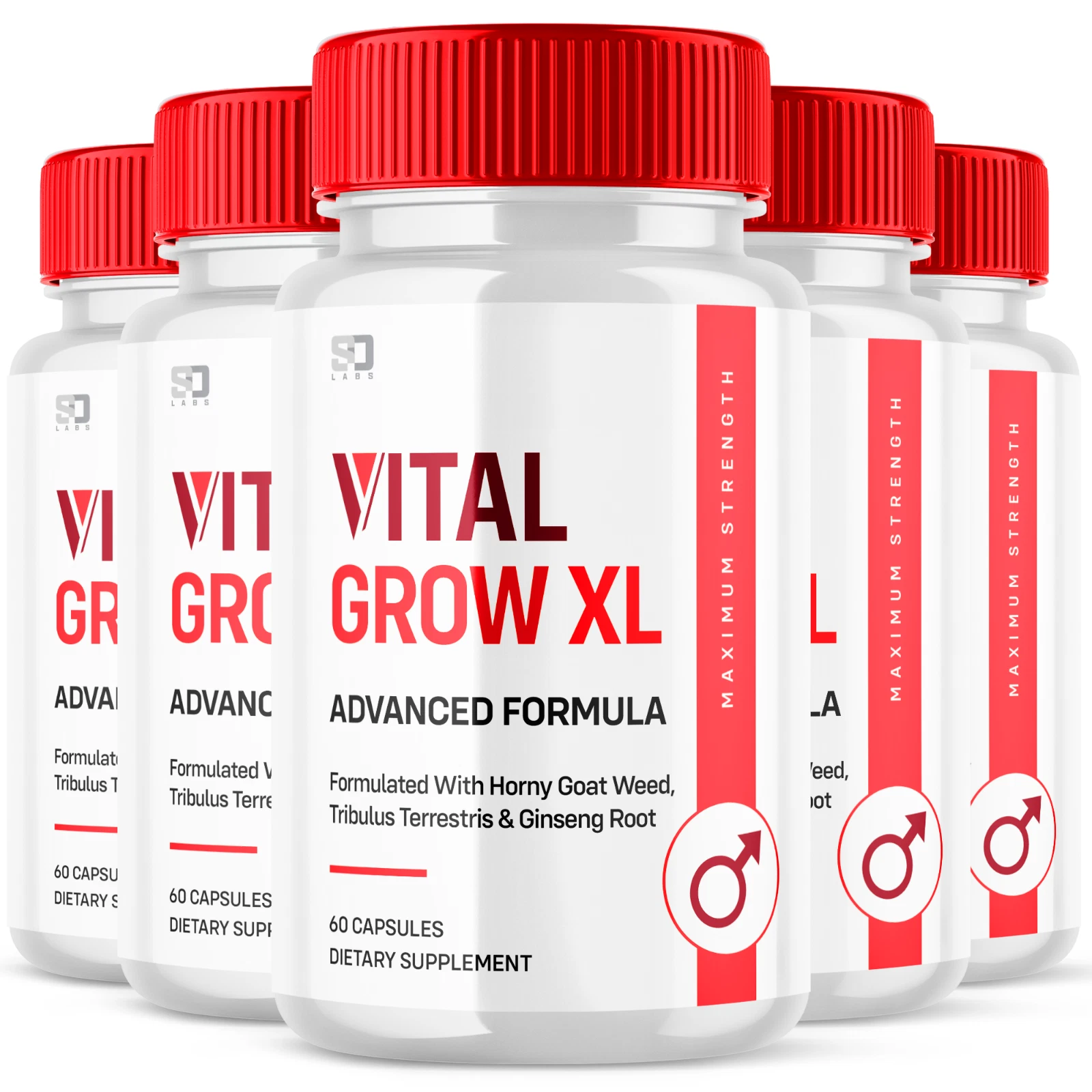 (5 Pack) Vital Grow XL Male Pills - Maximize Energy, Vitality & Stamina 300ct