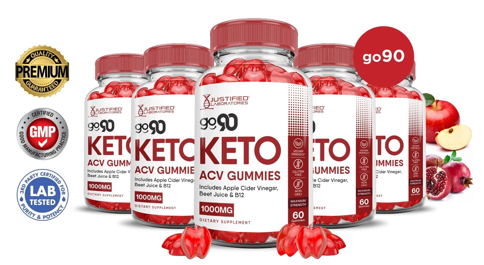Go 90 Keto ACV Gummies 1000MG Apple Cider Vinegar 300 Gummys