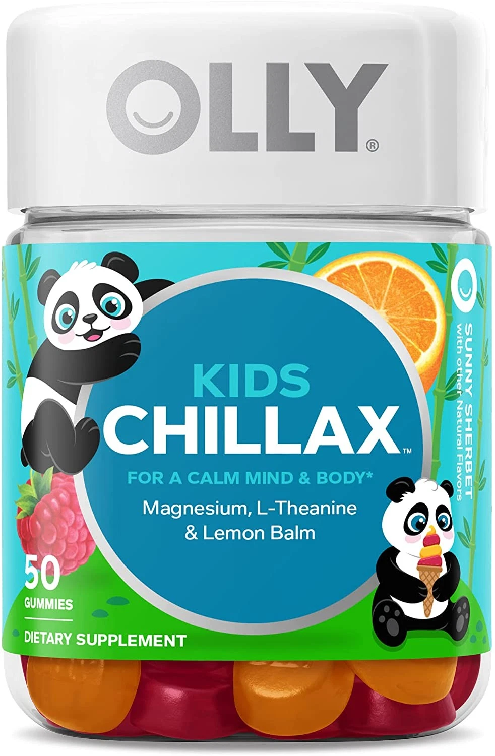 OLLY Kids Chillax Magnesium, L-Theanine, Lemon Balm, 50 Gummies