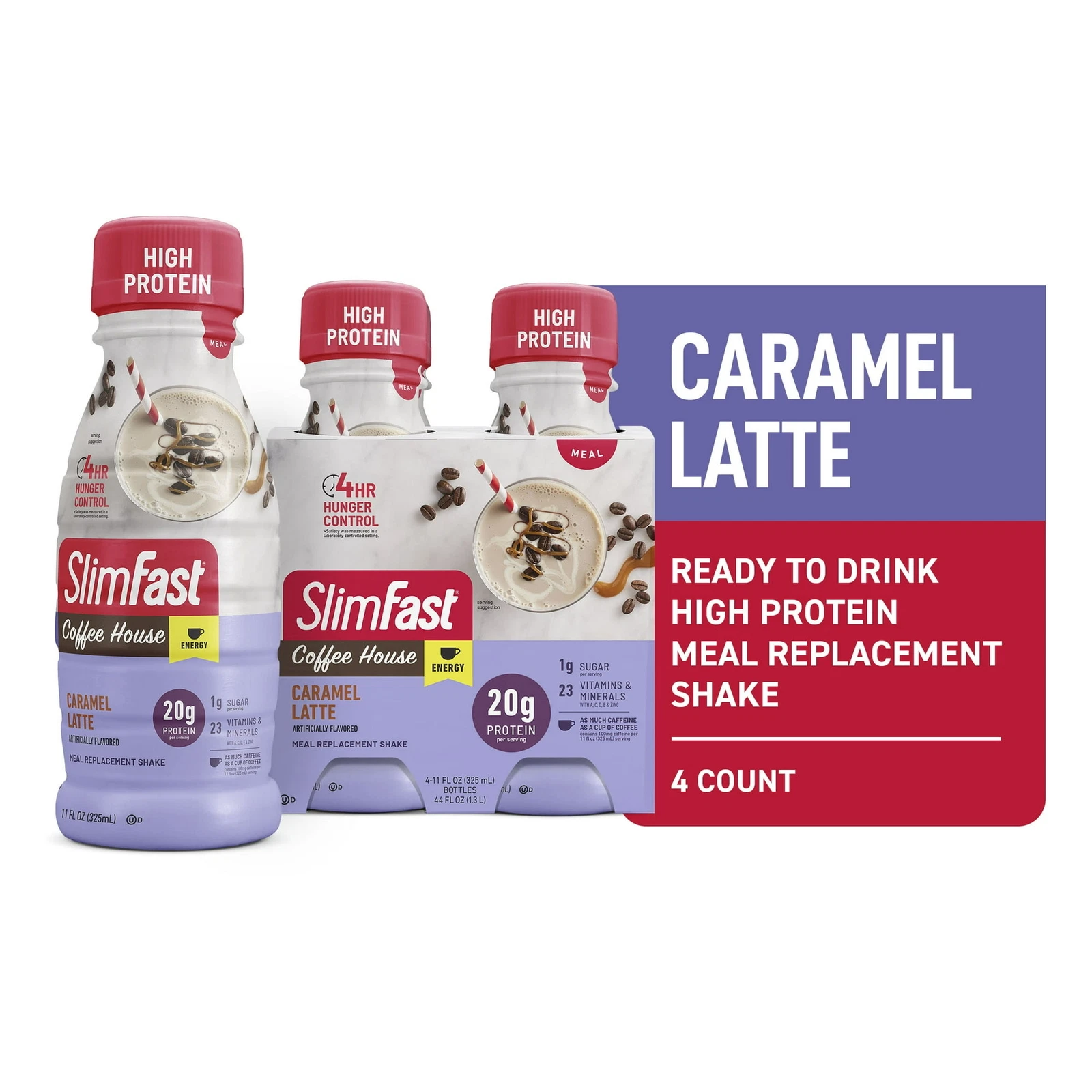 SlimFast Meal Replacement Energy High Protein Shake 11Floz 4 Pack