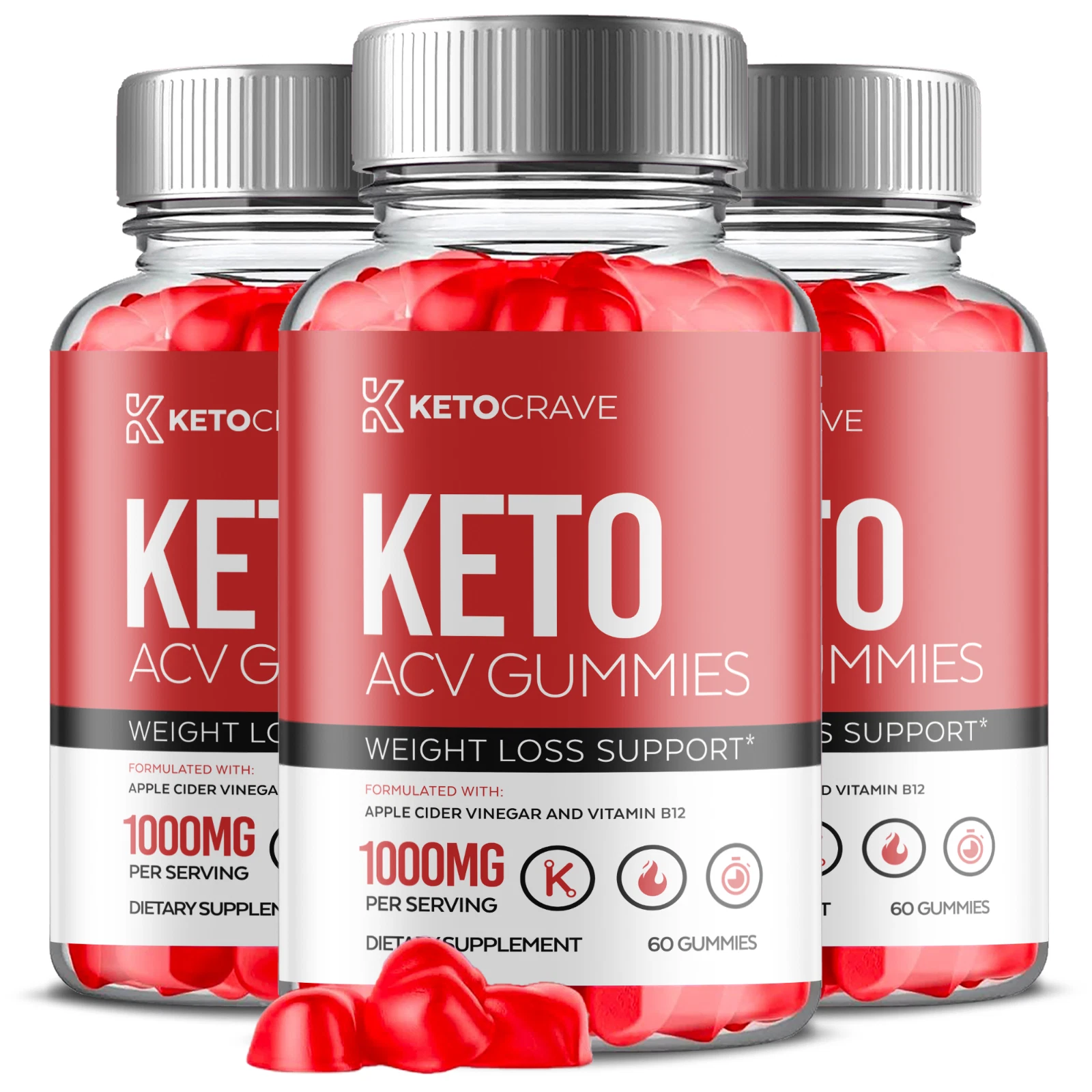 (3 Pack) Keto Crave, Ketocrave ACV Gummies Weight Loss Fat Burning (180 Gummies)