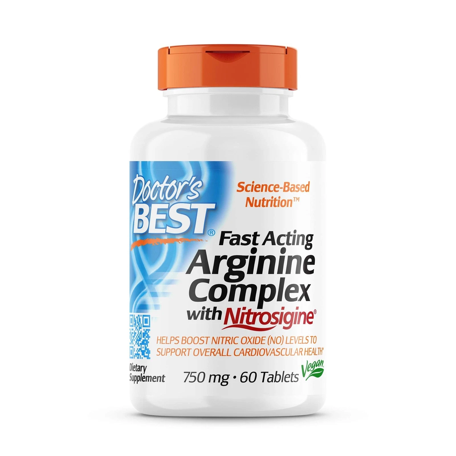 Doctor's Best Fast Acting Arginine Complex 60 Count Boost Nitric Oxide Blood ...