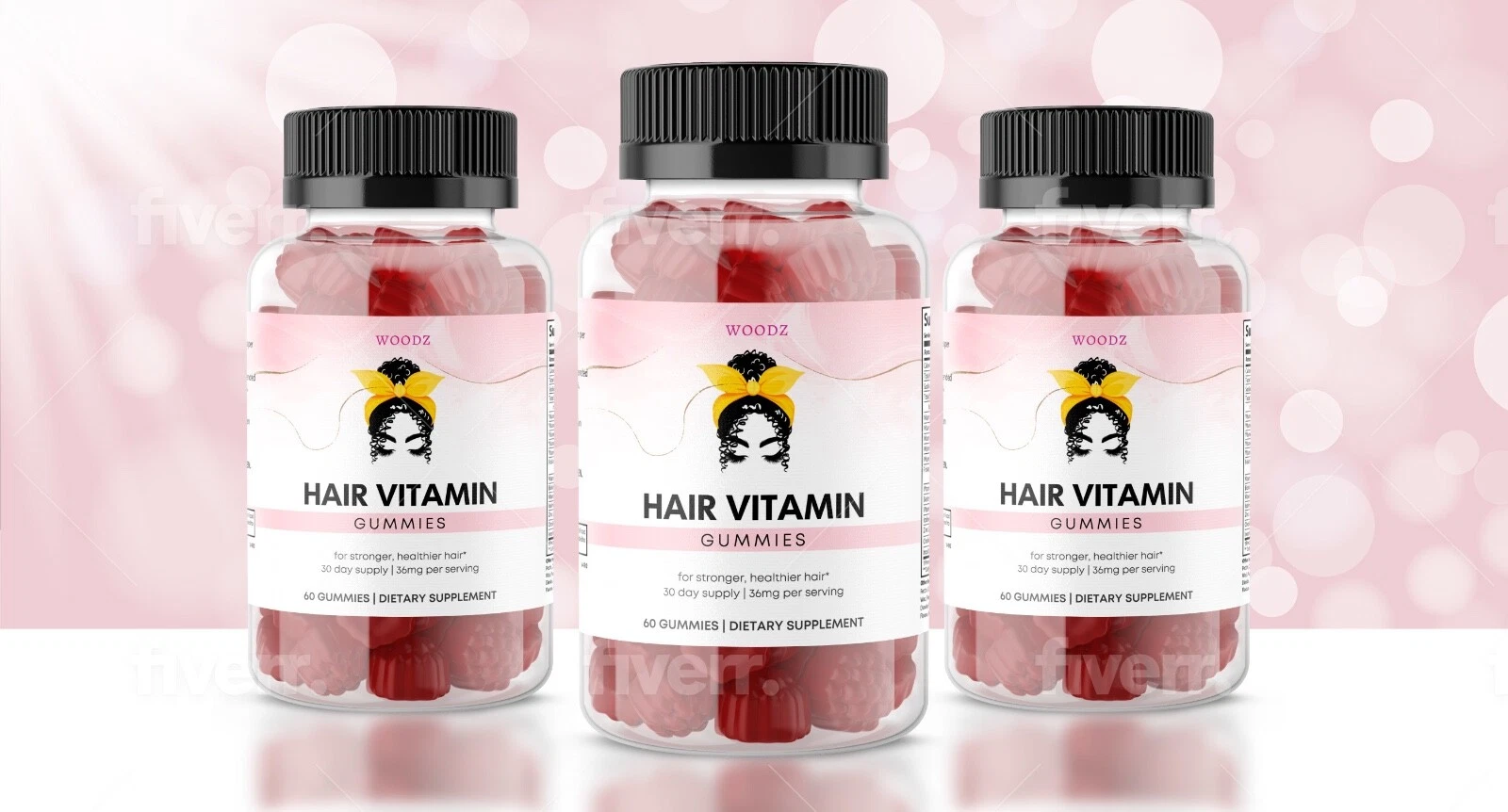 Woodz Hair Vitamin Gummies Dietary Supplement - 60 Gummy Bears