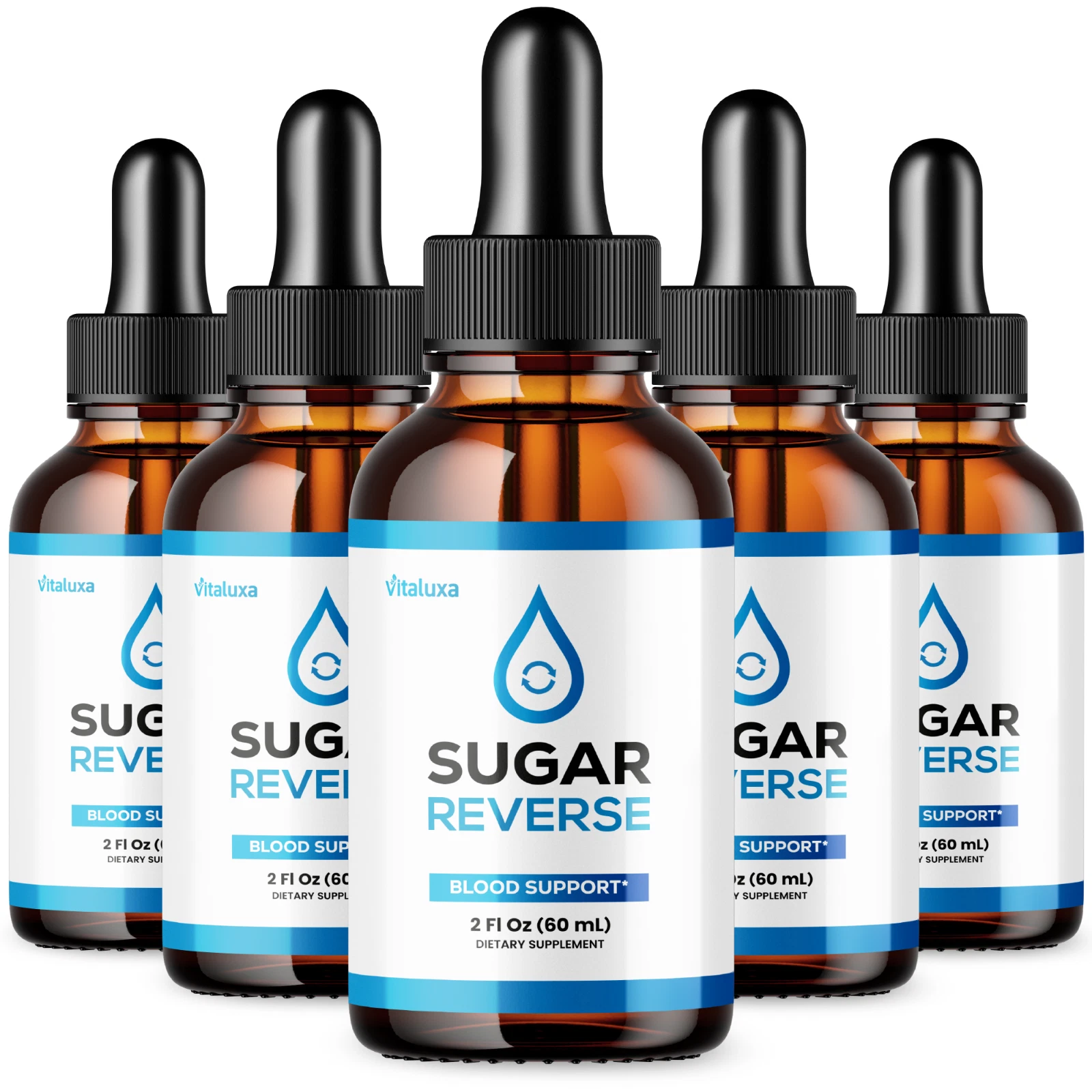 (5 Pack) Sugar Reverse Liquid Drops, Natural Blood Support Formula (10 oz)