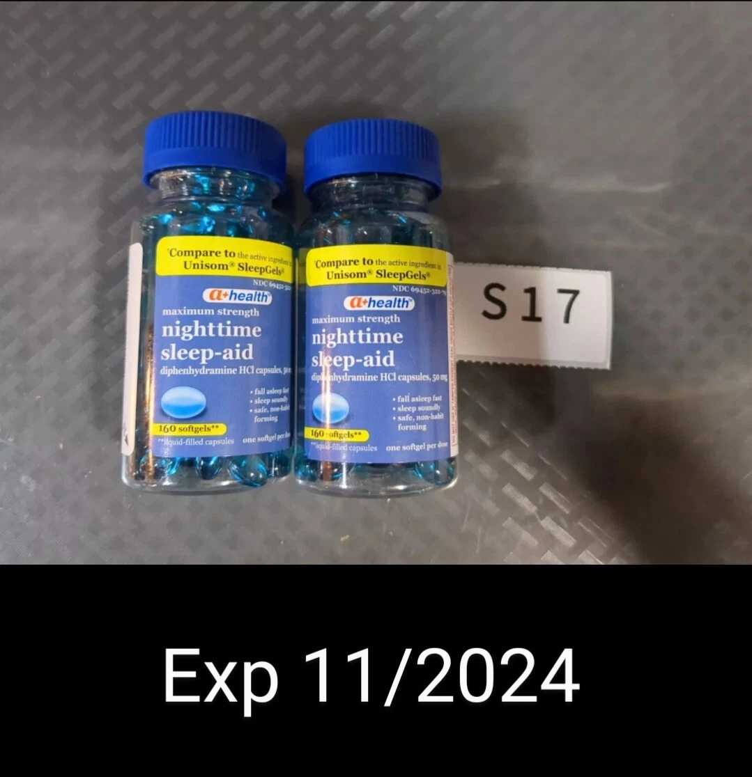 2 a+health Nighttime Sleep Aid Diphenhydramine 50mg Max Strength 160 Caps #S17