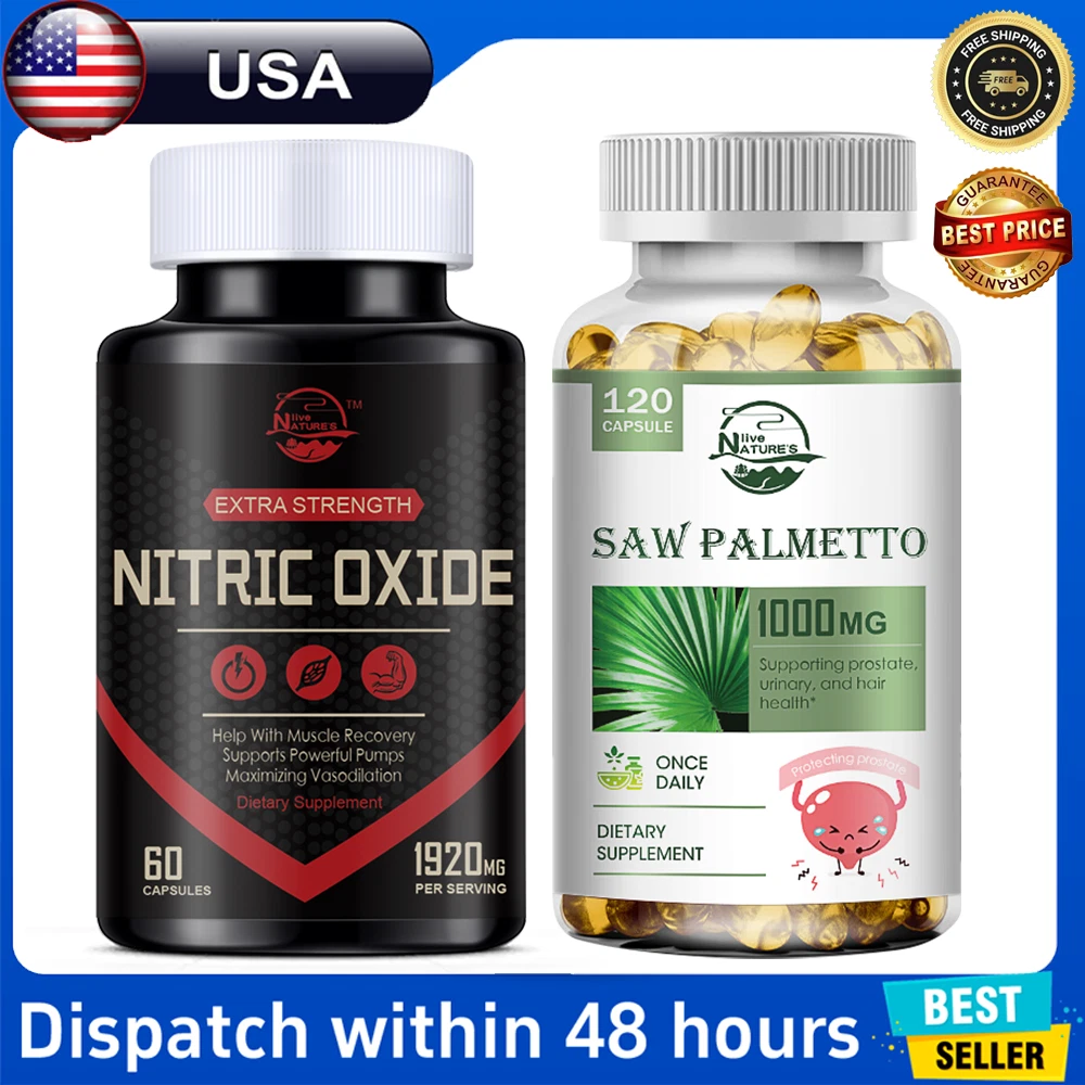 Nitric Oxide Booster - L-Arginine, L-Citrulline 1920mg + Prostate Health Bundle