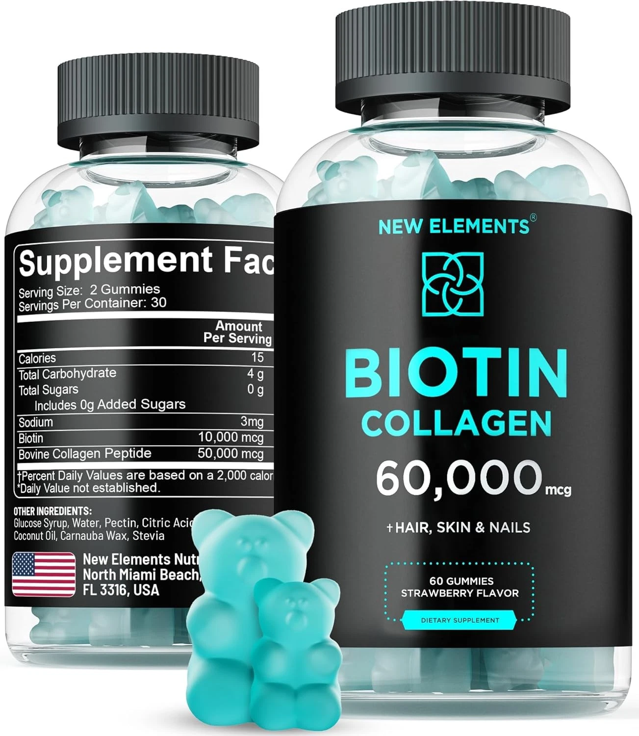 Biotin & Collagen Peptides Gummies - 50,000mcg 60 Count (Pack of 1)