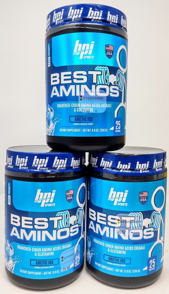 (3) BPI Sports Best Aminos ARTIC ICE 8.8oz, 25 Servings Each, Exp 12/2026 SEALED