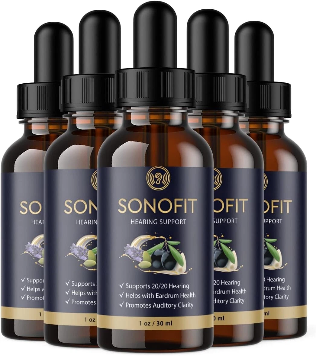 5 Pack - Sonofit Drops - For Ear Health, Hearing Support, Healthy Eardrum
