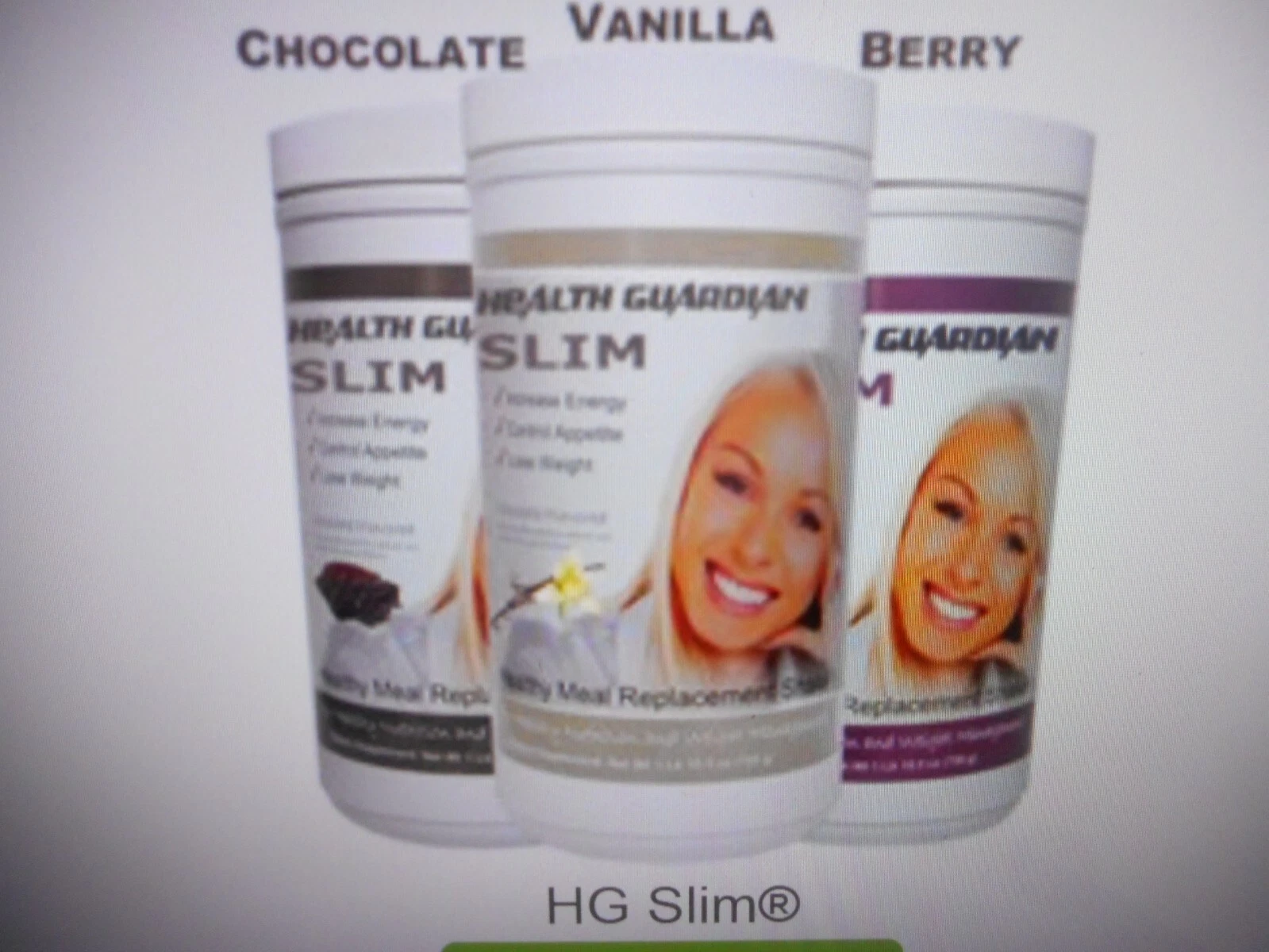 Health Guardian SLIM meal replacement shake in Chocolate Vanilla or Berry