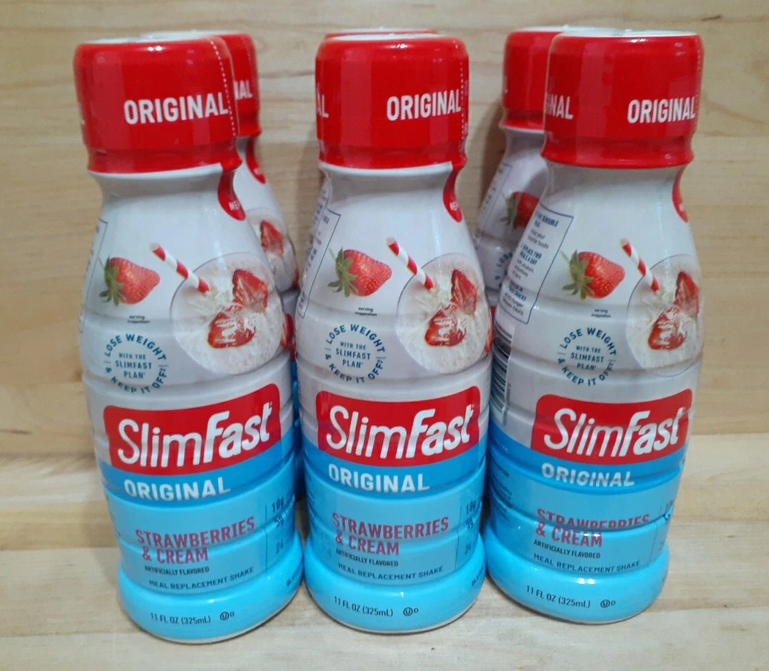 6 PACK: SlimFast Meal Replacement Shake Original strawberries/cream 11 oz FIBER