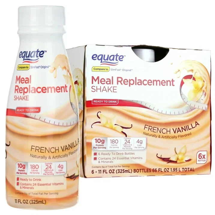 Equate Meal Replacement Shakes, French Vanilla, 11 fl oz, 6 Ct