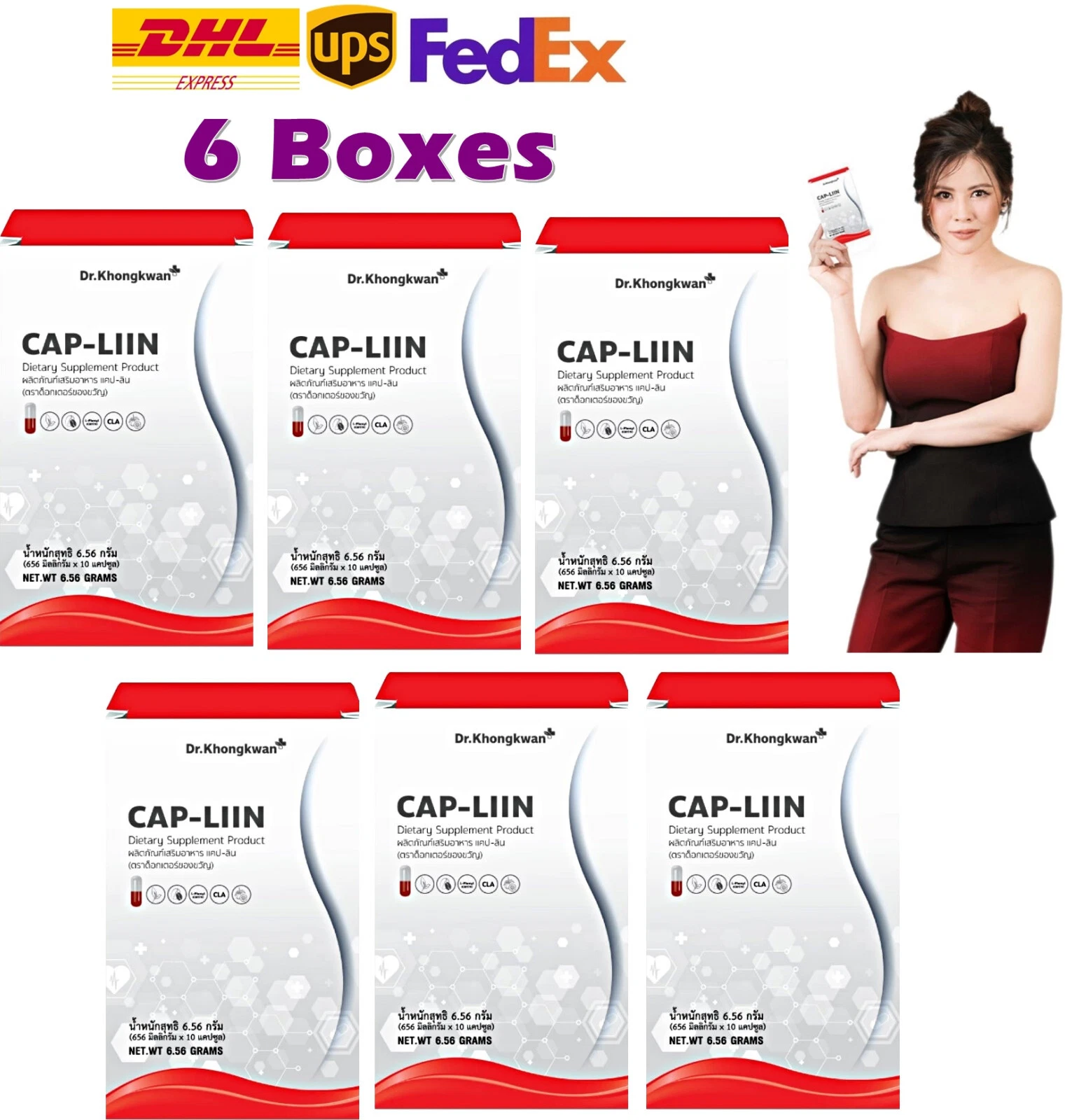 6X Cap-Liin + Cha-Liin Dietary Supplement Weight Management by Dr Khongkwan