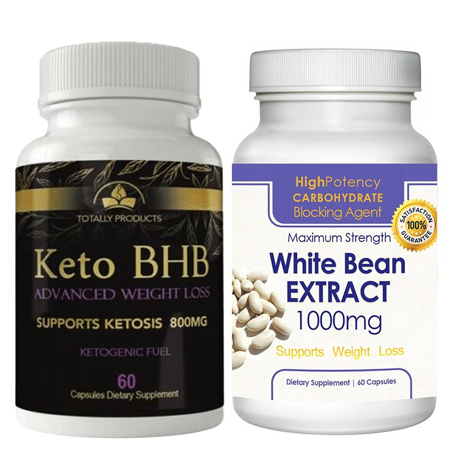 Keto BHB Fat Burn & White Kidney Bean Extract Weight Loss Dietary Capsules Combo