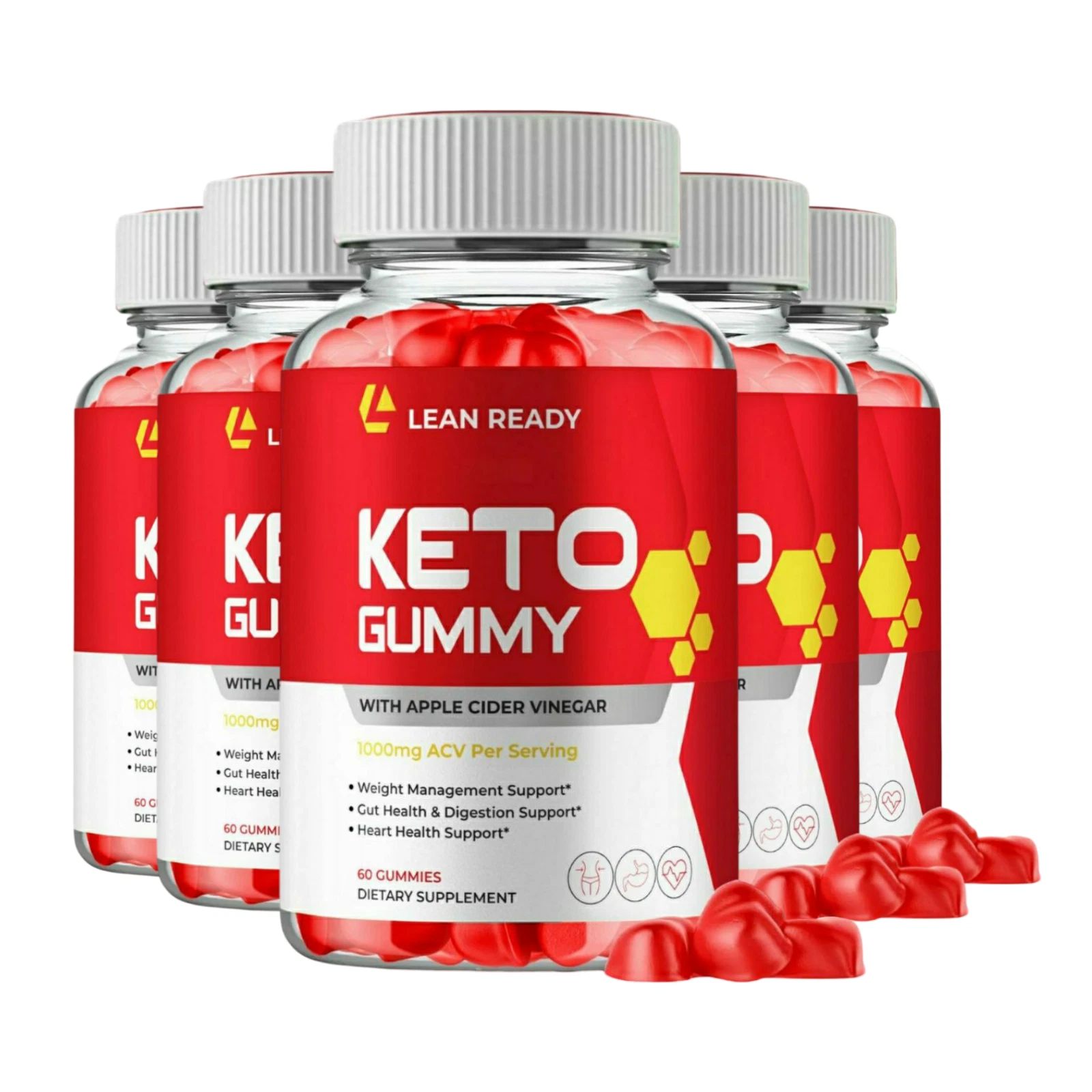 5-Pack LeanReady Keto Gummies, Lean Ready Weight Loss Supplement - 300 Gummies