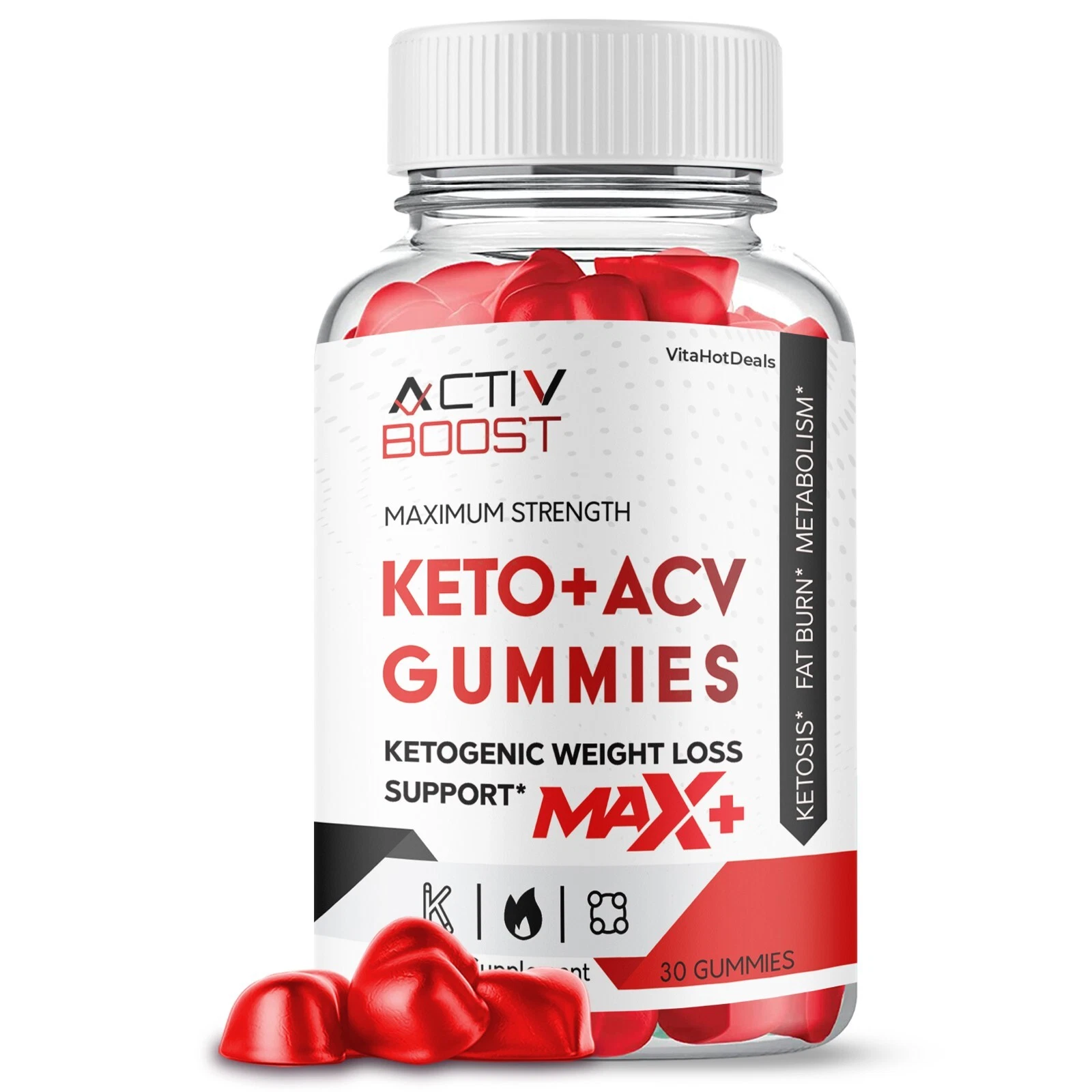 Activ Boost Max + Keto ACV Gummies, 2x Stronger Formula (1 Bottle)