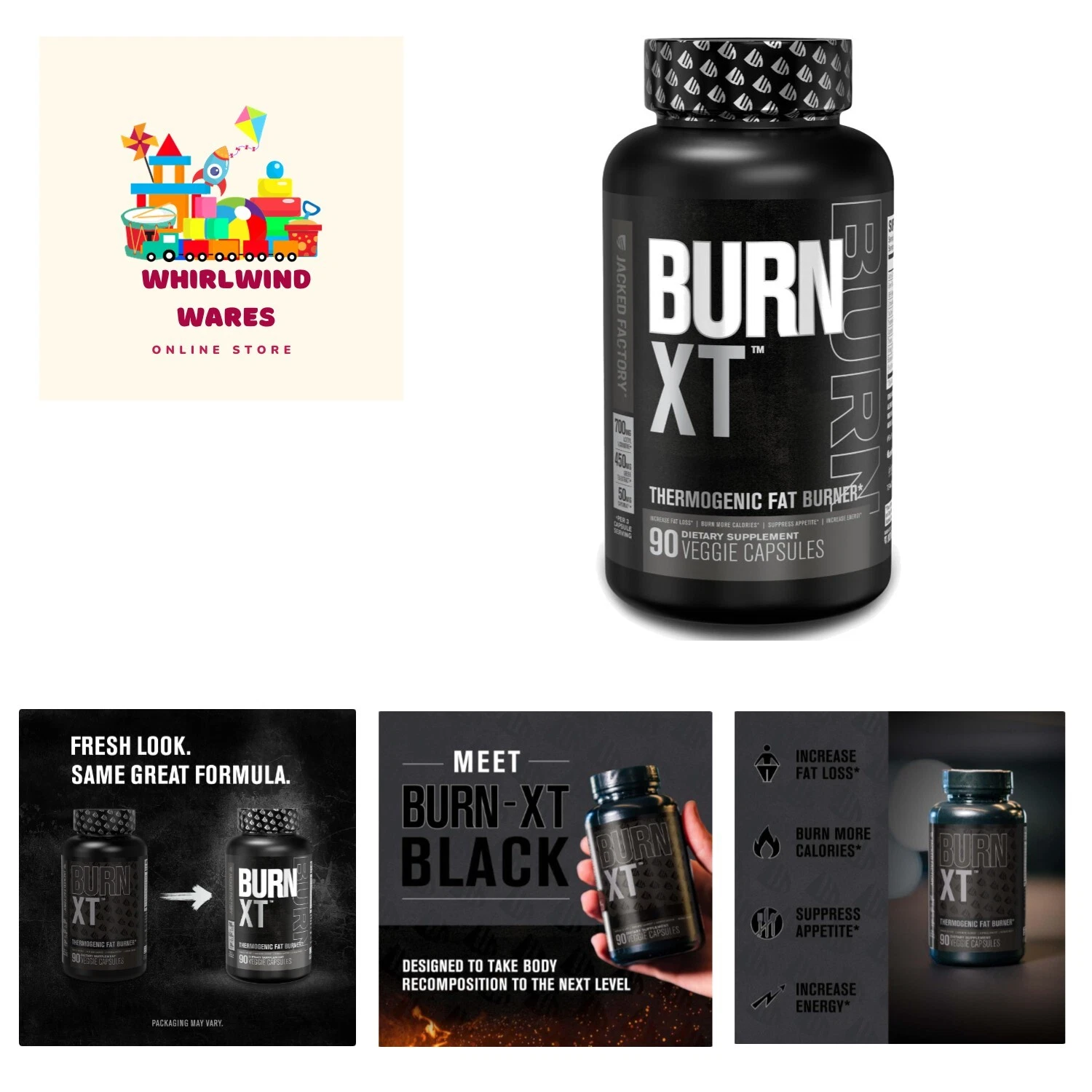 Burn XT Black Thermogenic Fat Burner - Weight Loss Supplement, Appetite Suppr...