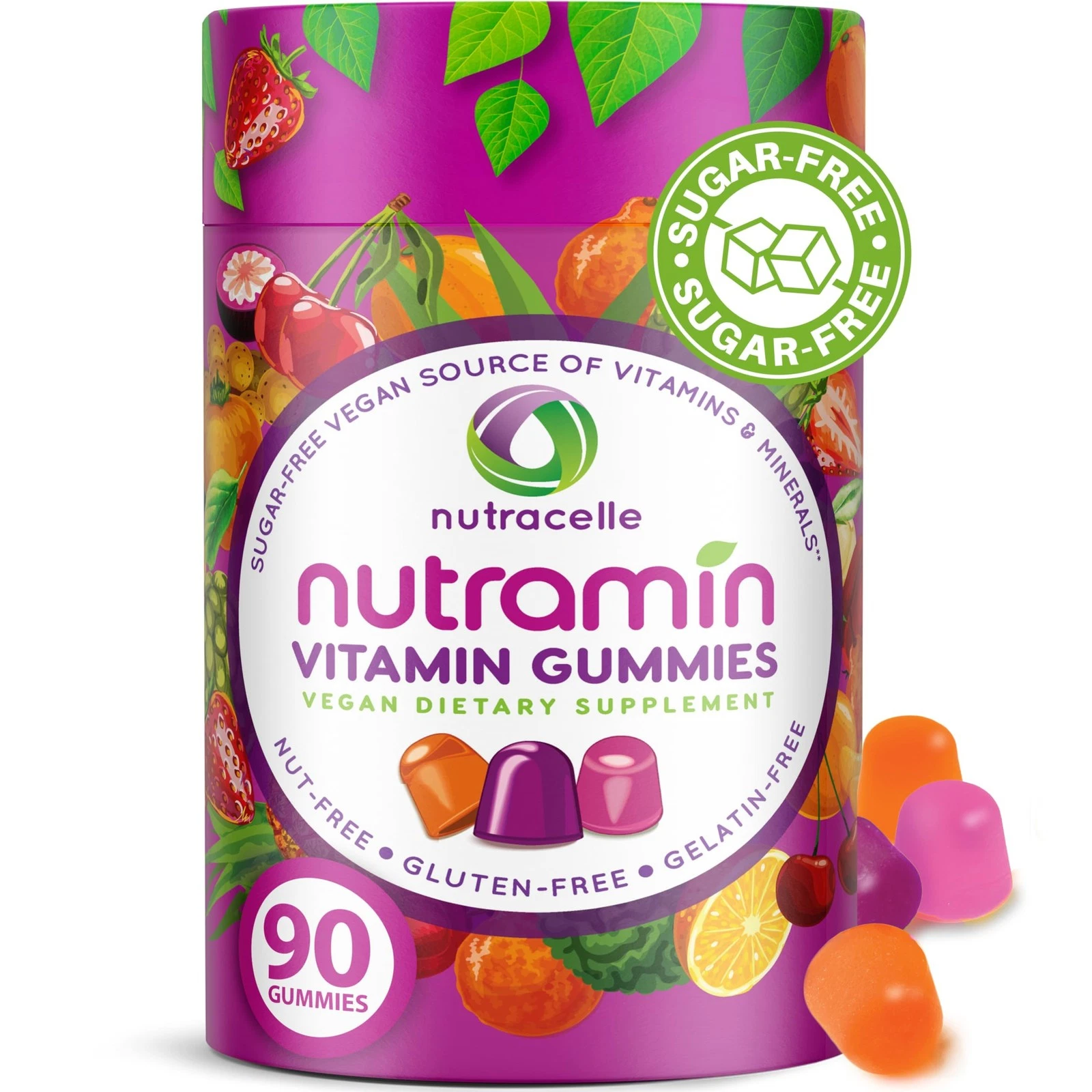 NUTRAMIN Daily Vegan Keto Multivitamin Gummies Non-GMO Natural Vitamin C, D + Zi