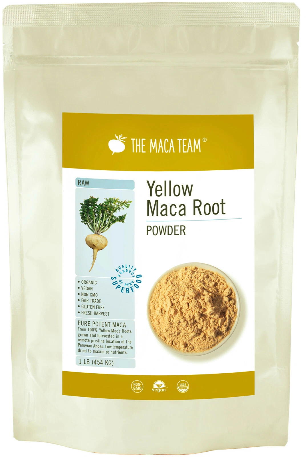 Raw Organic Peruvian Maca Root Powder - Fresh Harvest, GMO-Free, Fair Trade